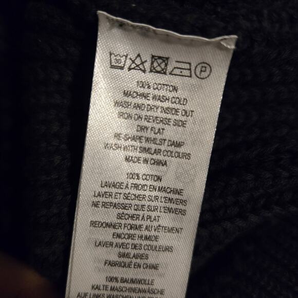 NWT French Connection Mens M Black Sweater Transfer Rib Crewneck Jumper Long - Picture 14 of 15